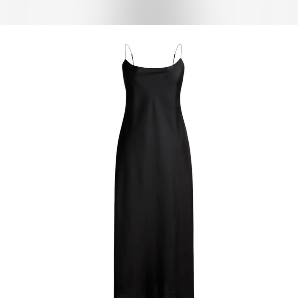 J. Crew Black Satin Midi Dress